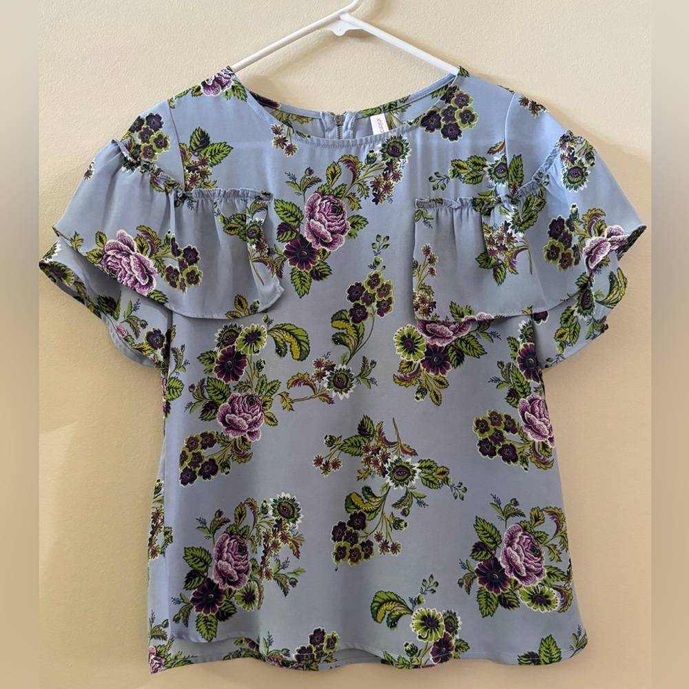 Xhilaration Light Blue Floral Blouse